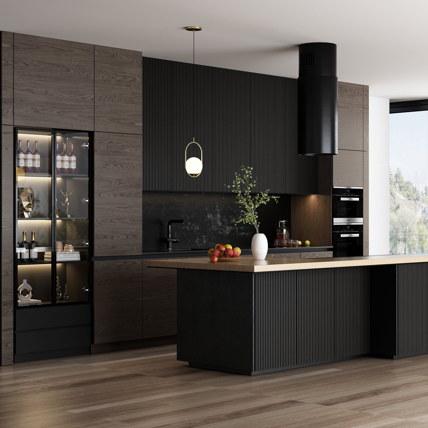 Display Cabinet With Adjustable Lights And Tempered Glass Door