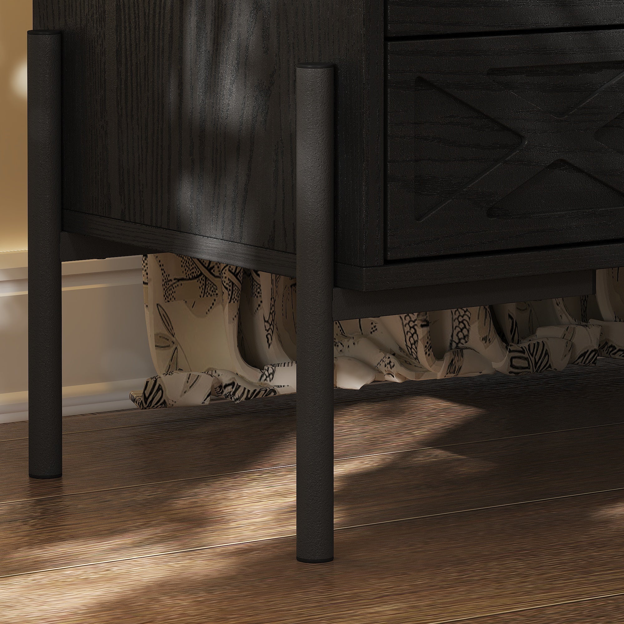 3-Drawer Nightstand With Metal Legs