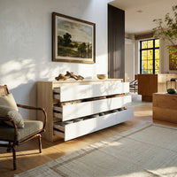63” Wide Modern Minimalist 9-Drawer Dresser & Storage Sideboard