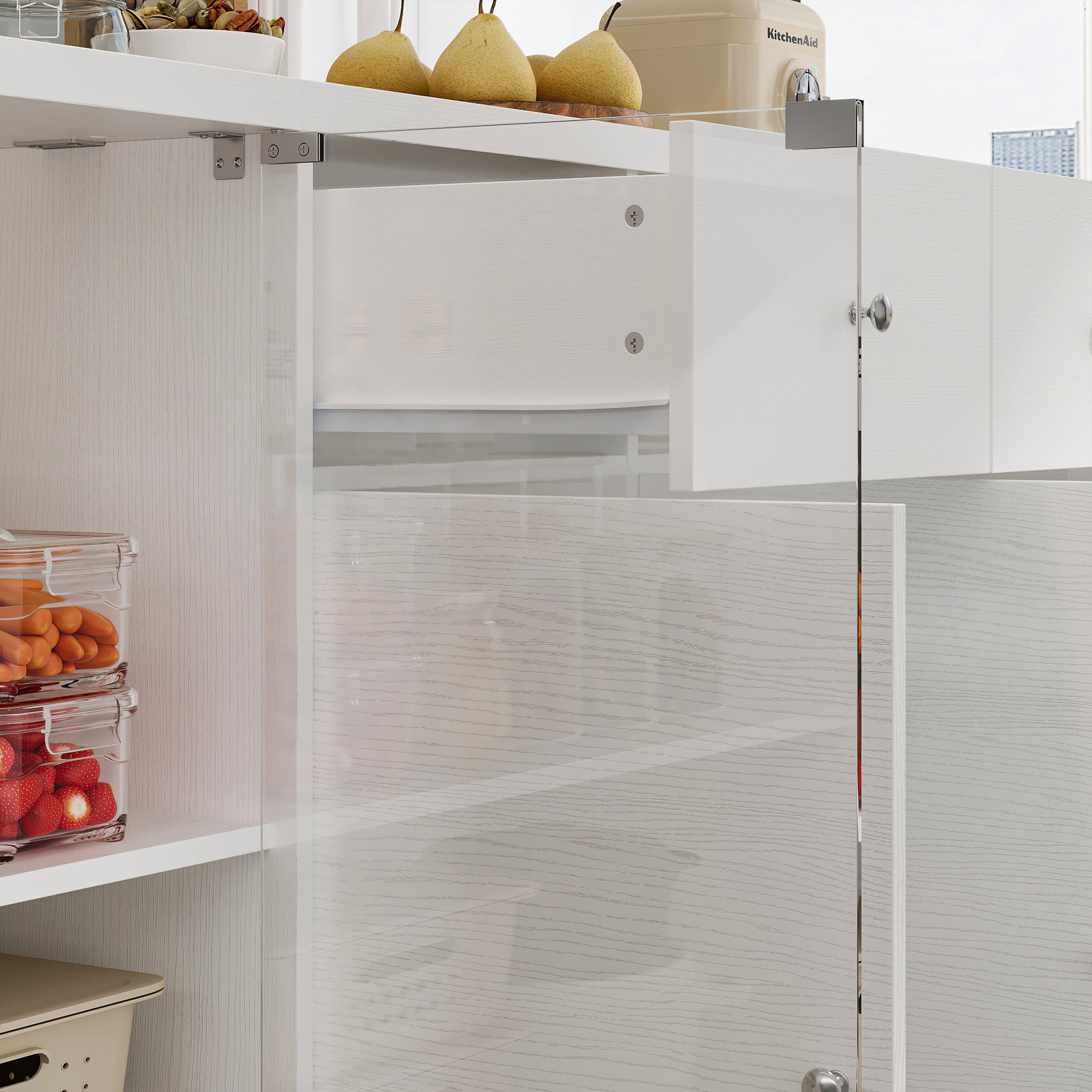Kitchen Island With Tempered Glass Door