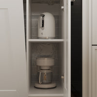 30" Modern White Food Pantry with Wall-Mounted Cabinet