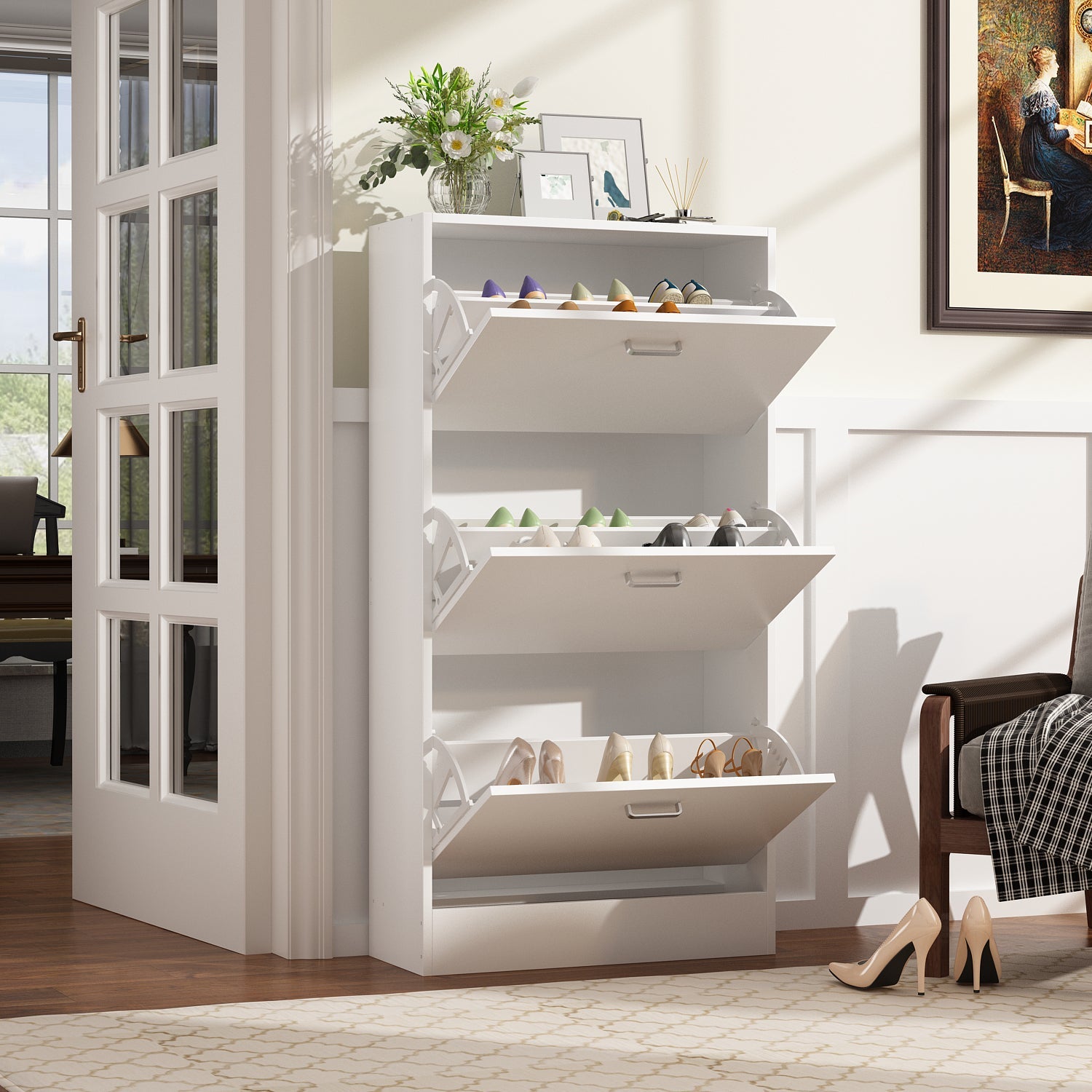 Shoe Cabinet with 3 Flip Drawers for Entryway Freestanding Shoe Rack Storage Organizer