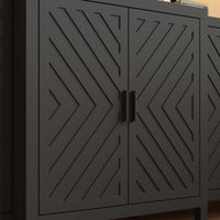 94.5" Modern Black 6-Door Storage Cabinet with Strong Storage