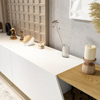 94" Modern White Large TV Cabinet with Cable Management