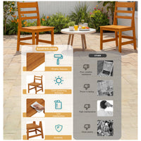 19" Modern Natural Wood Outdoor Dining Chair 2-Piece Set with 700 lb. Weight Capacity
