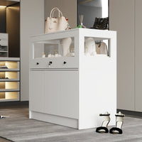 39.4" Modern Minimalist White Jewelry Display Cabinet With Lock And Tempered Glass