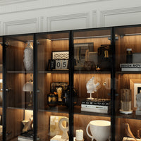 Geyma 141.7" Extra Wide Display Cabinet with 6 Drawers and LED Lights