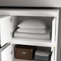 63" Modern White Vacuum-Formed Armoire with Top Cabinet, 4 Doors and 4 Drawers