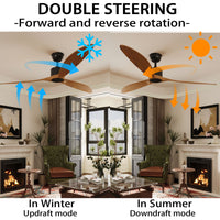 65" Modern Walnut Ceiling Fan with 3 Wood Blades