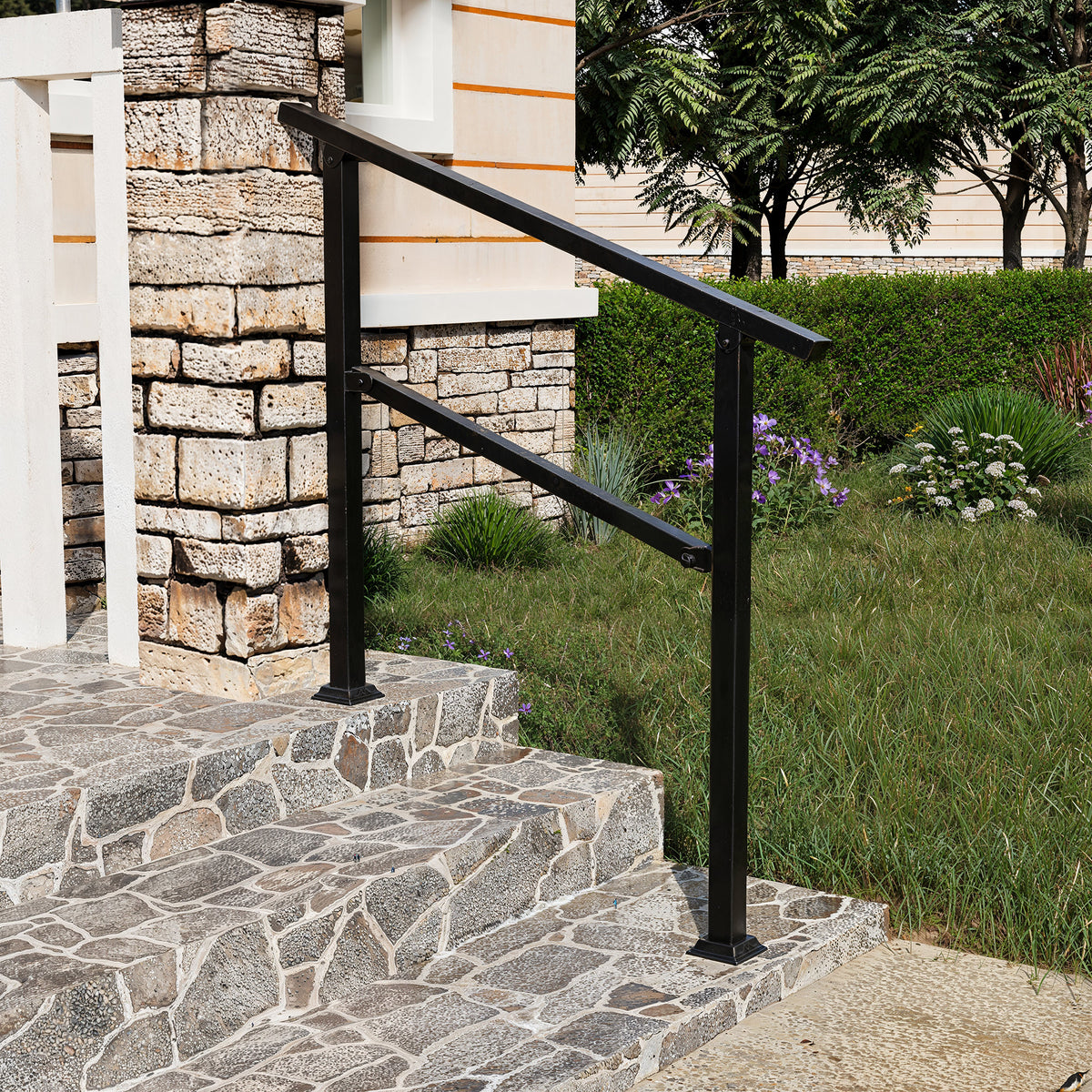 68.5" Modern Matte Black Stair Banister (Set of 3)
