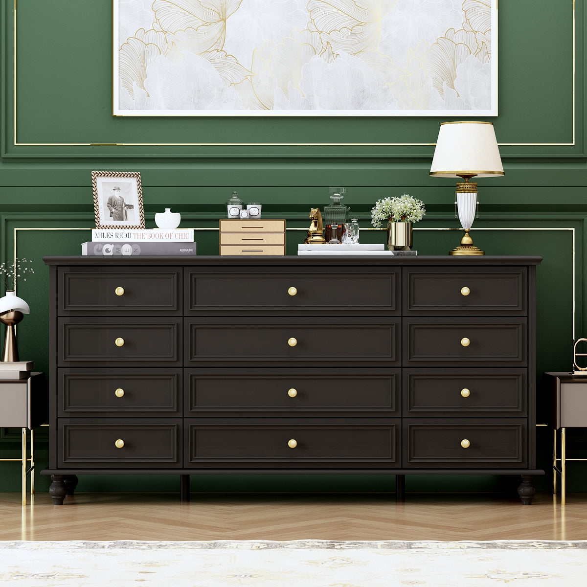 Dresser with 12 Drawers Chest of Drawers Triple Dresser Wide Console Table