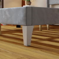 63.8" Simplistic Gray Platform Bed with Solid Wood Legs