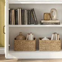 Sofna 31.5" Modern White Standard Storage Bookcase with Glass Door and Shelves