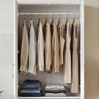 Rena 31.7" Modern White 4-Door Armoire with Hanging Rod