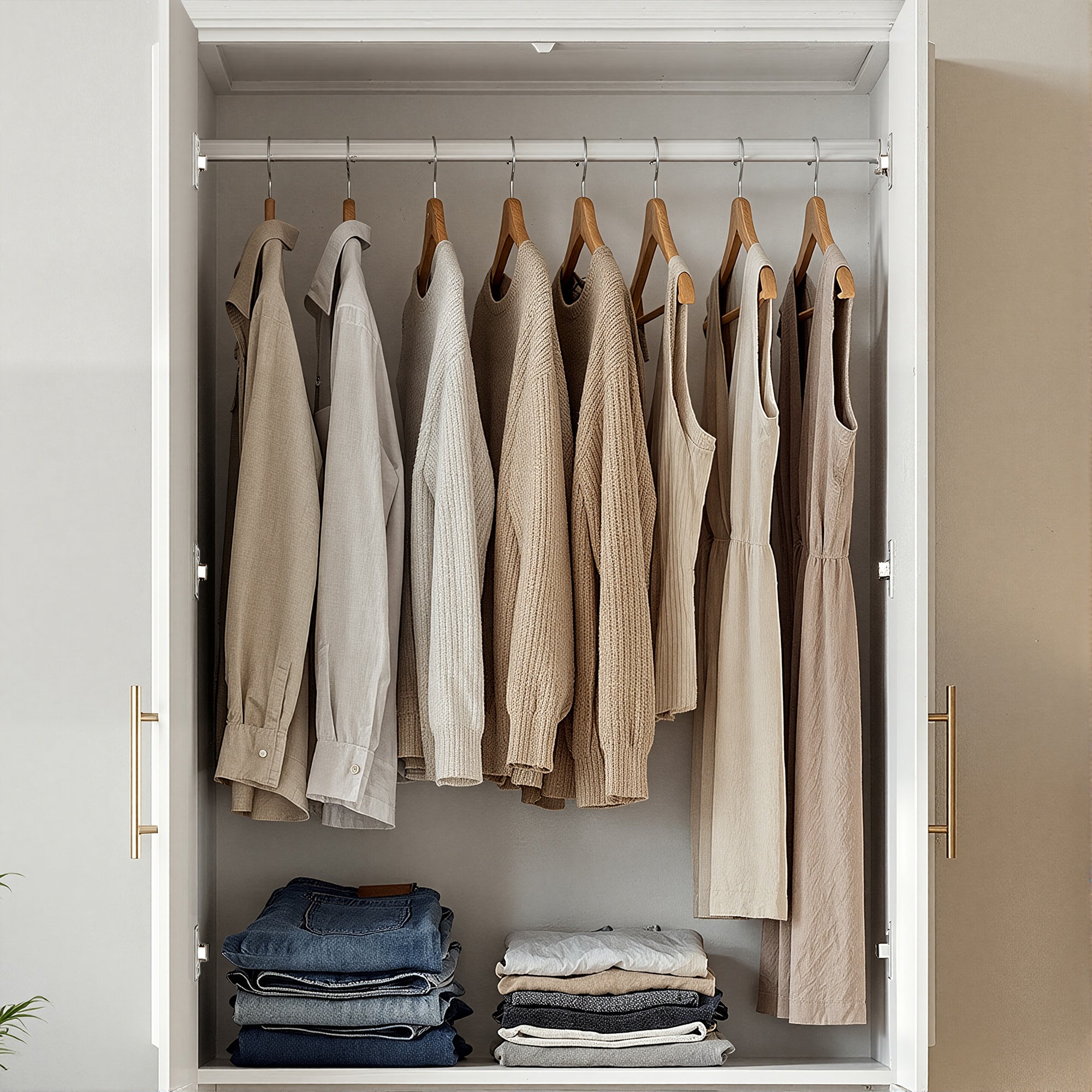 31.7 inches Modern White 4-Door Armoire