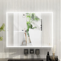46.1" Minimalist Mirror Medicine Cabinet with Lights and Defogger
