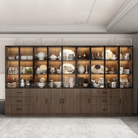 Geyma 141.7" Extra Wide Display Cabinet with 6 Drawers and LED Lights