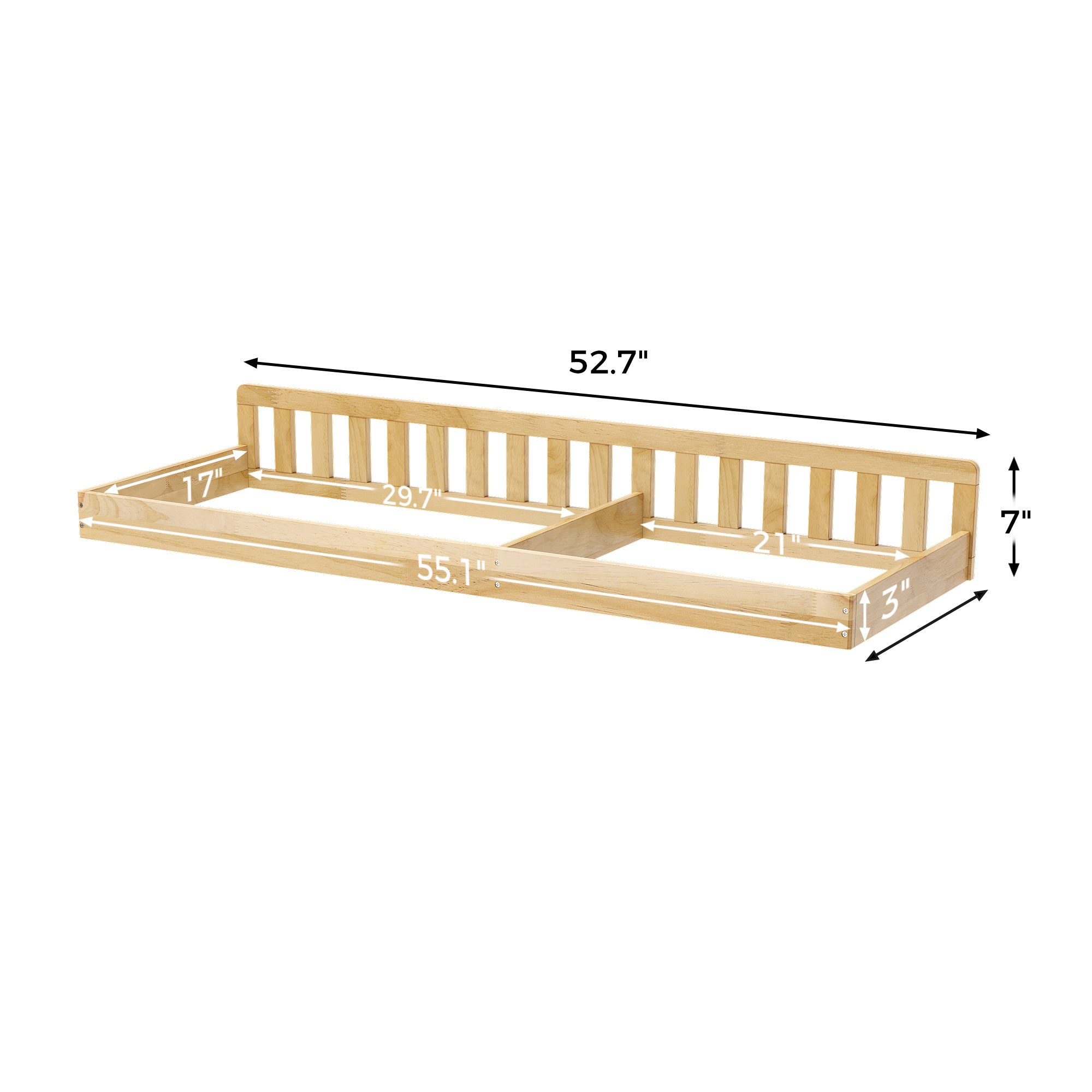 Wood changing table dresser with removable changing topper and multiple drawers