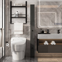 6.7" Slim White Narrow Bathroom Storage Cabinet with Shelves & 2 Drawers