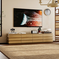 78.7" Modern Scandinavian Natural TV Stand Media Console with 4 Drawers