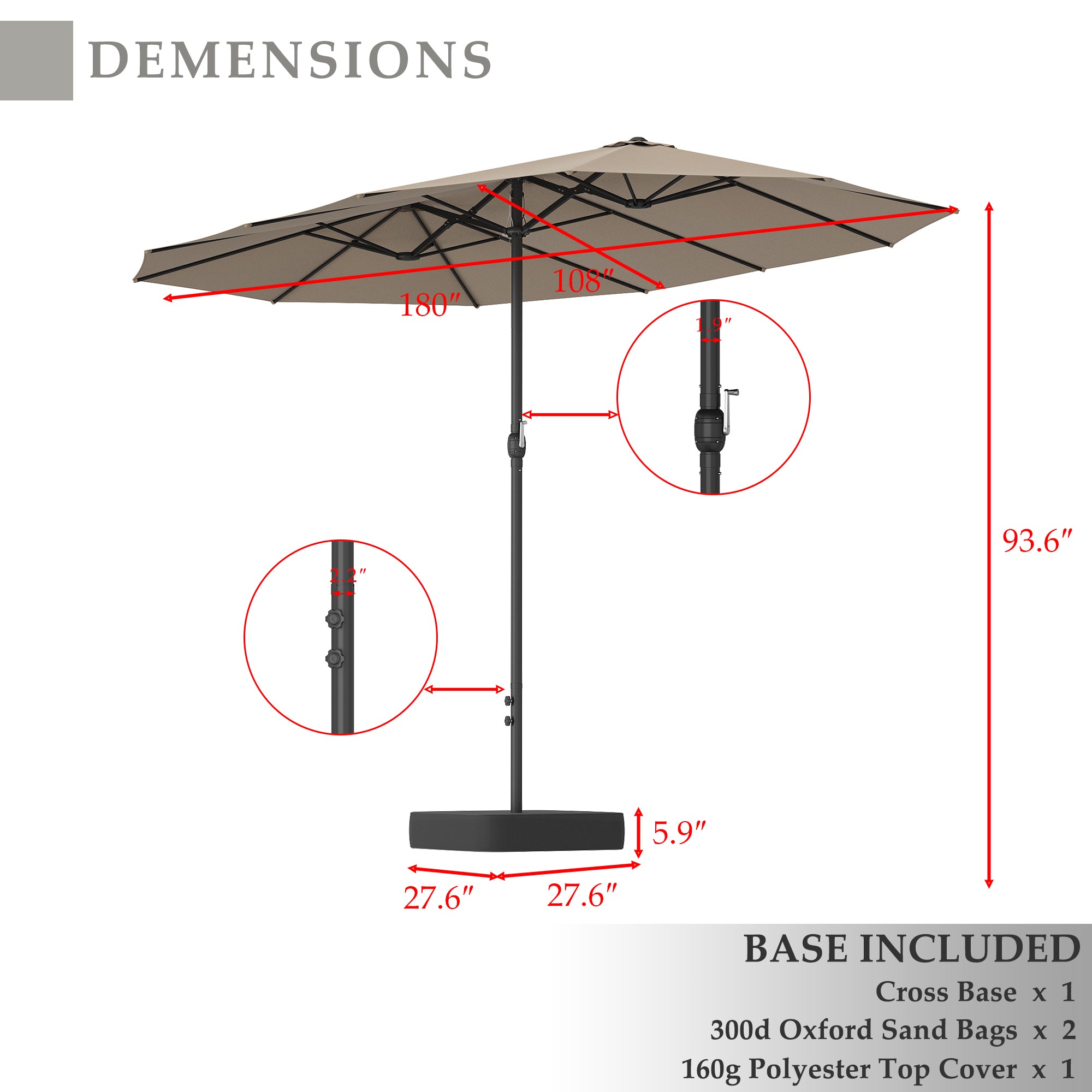 Outdoor Patio Umbrella With Adjustable Tilt And Sturdy Base