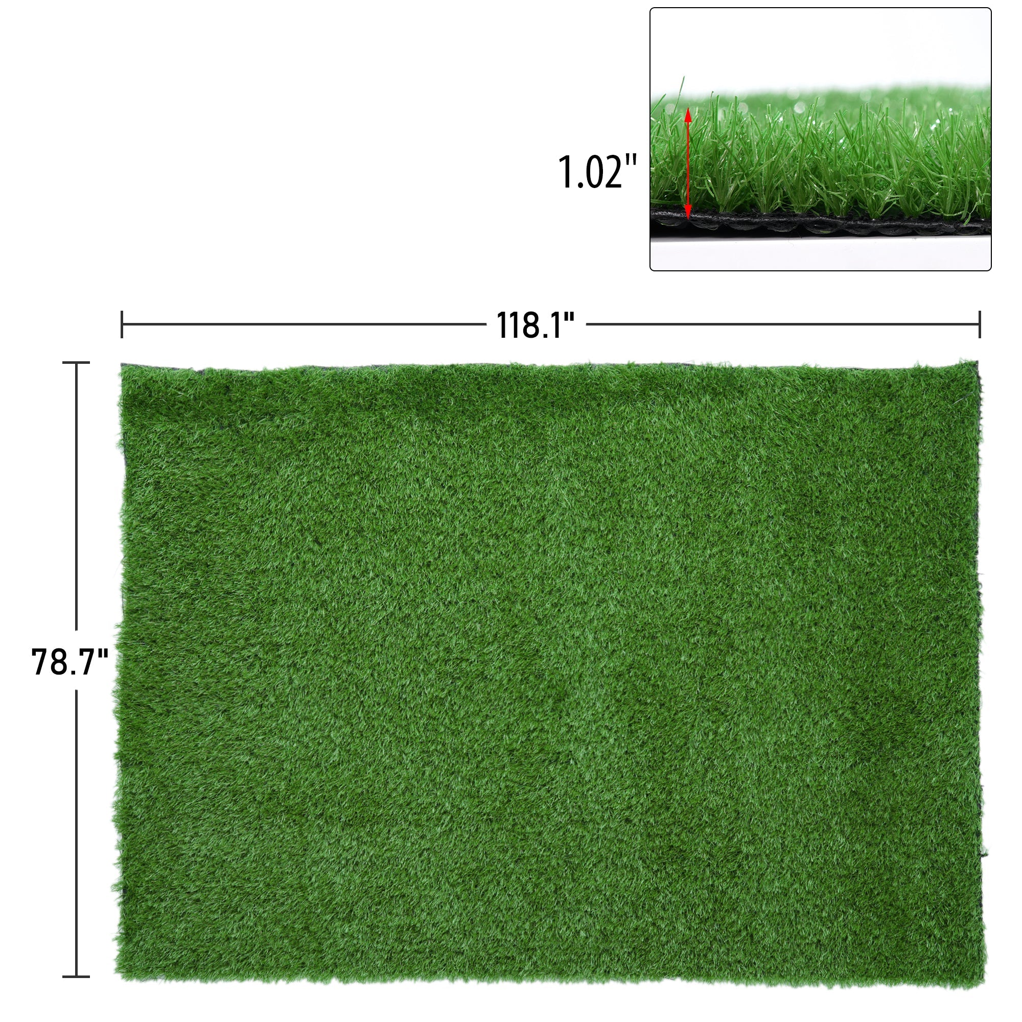 118.1" W Artificial Grass Turf Rugs and Rolls