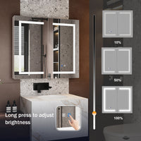 35.4" Modern Frameless Medicine Cabinet with Mirror and 3 Shelves
