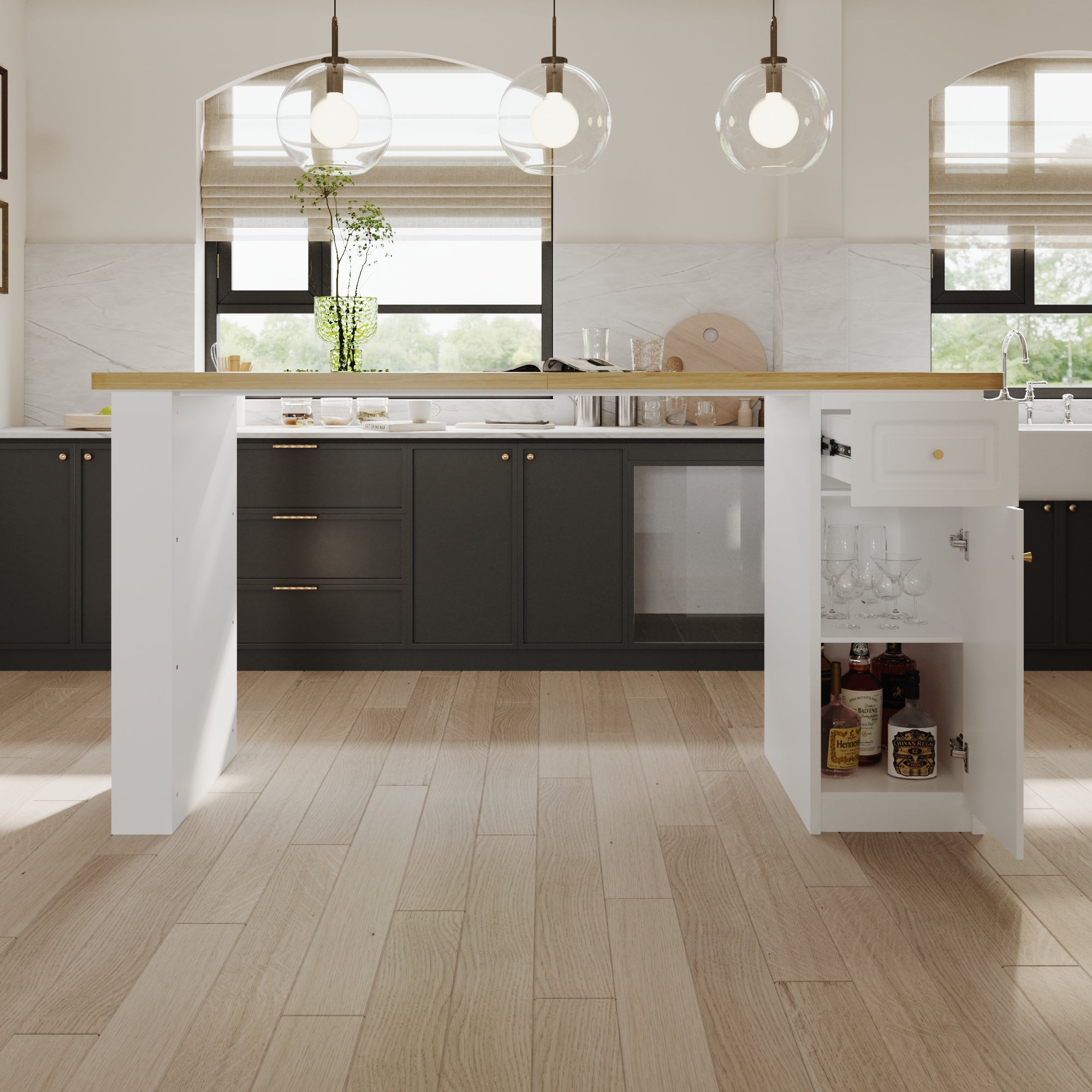 Kitchen Island With Storage Cabinet, Drawers