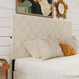 60.8 inch Modern Beige Platform Bed with Charging Station
