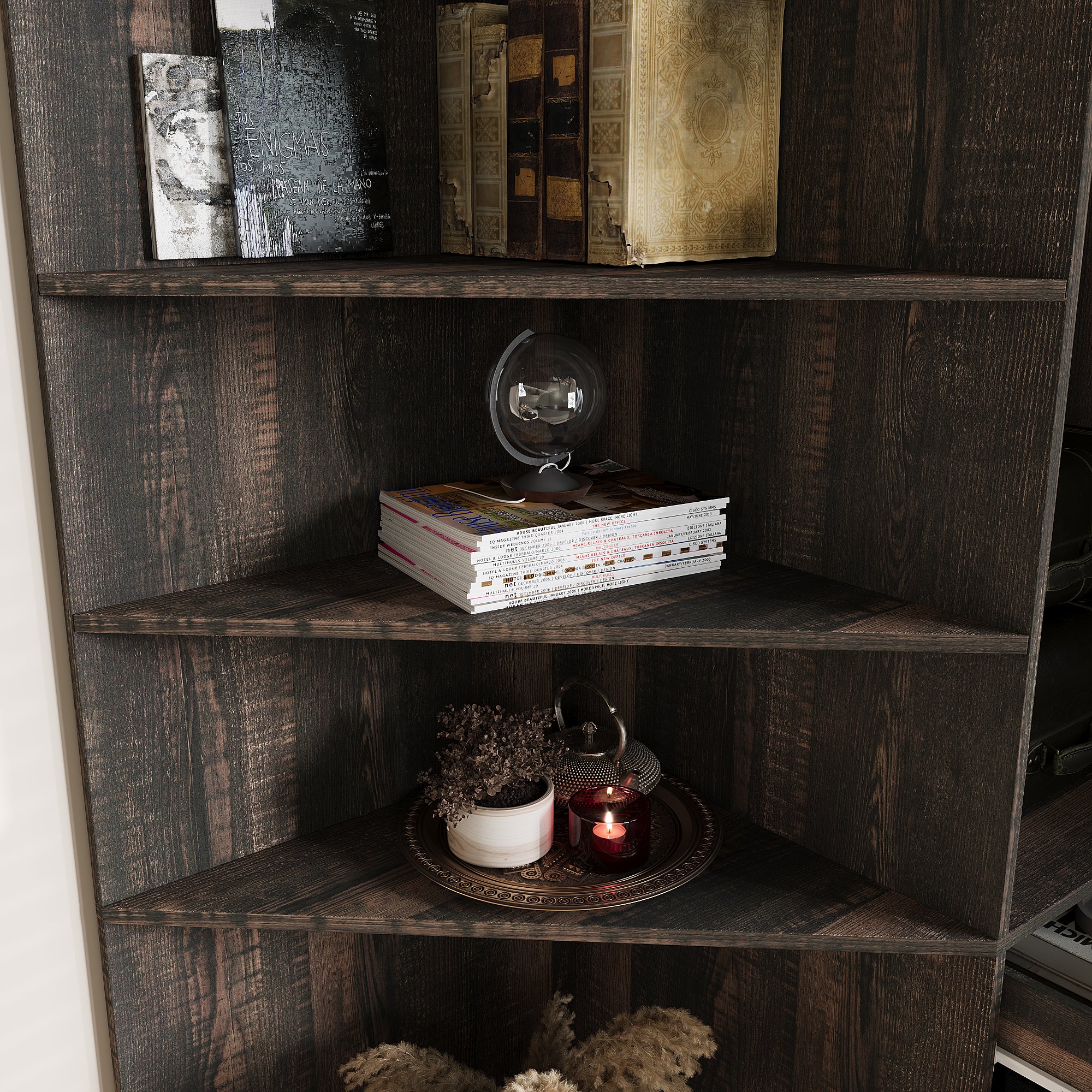 70'' H Trapezoid Bookcase & Storage Cabinet