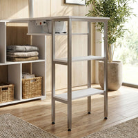 43.3" Modern White Manicure Table with Built-In Dust Collector and Rotating Storage Shelves
