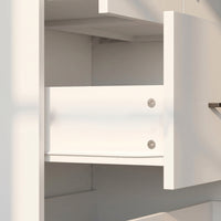 31.5" White Engineered Wood Tall Garage Storage Cabinet with 2 Upper Doors and 3 Lower Drawers, view 8