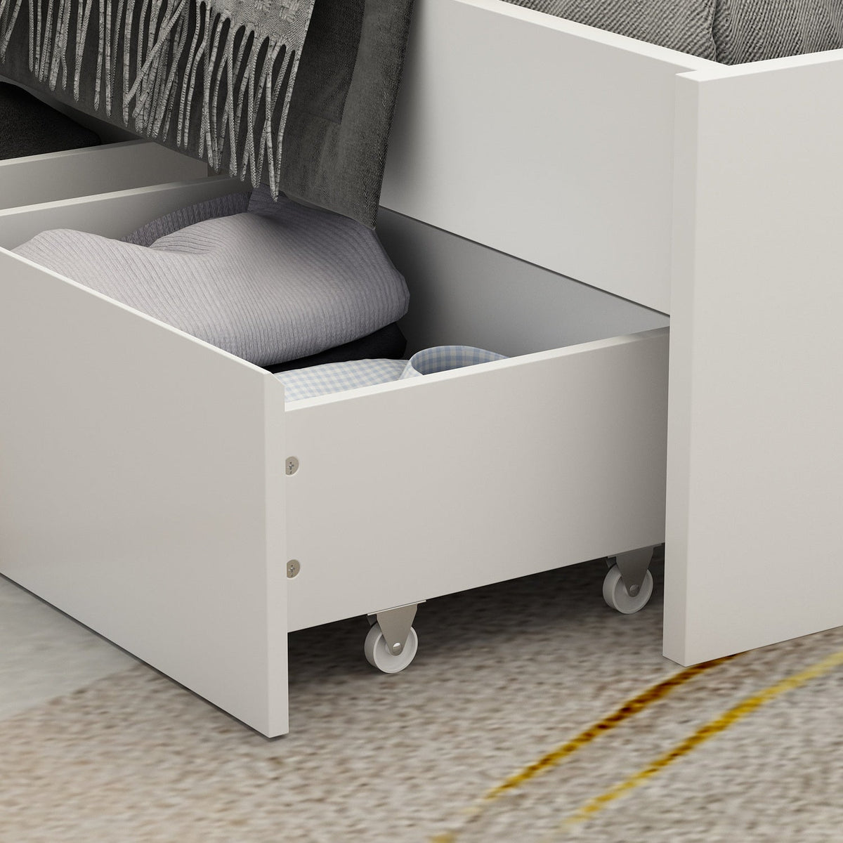 Platform Storage Queen Bed with Storage Headboard and 2 Drawers