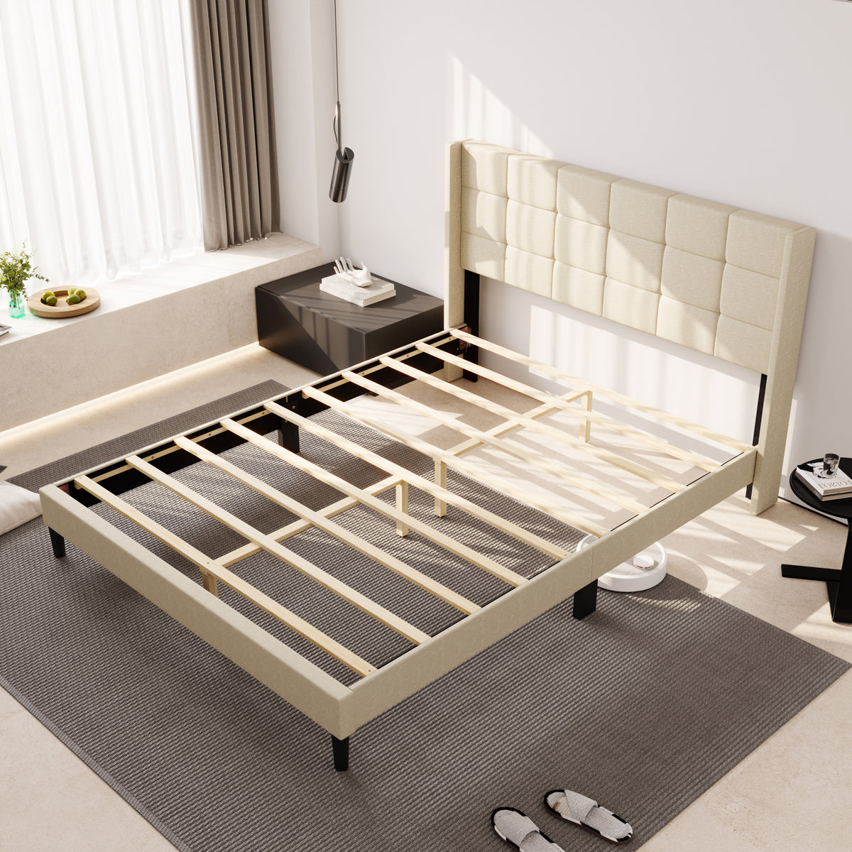 Low Profile Platform Bed With Modern Design, view 11