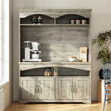 53.7" Retro Brown Dining Hutch with Adjustable Shelves