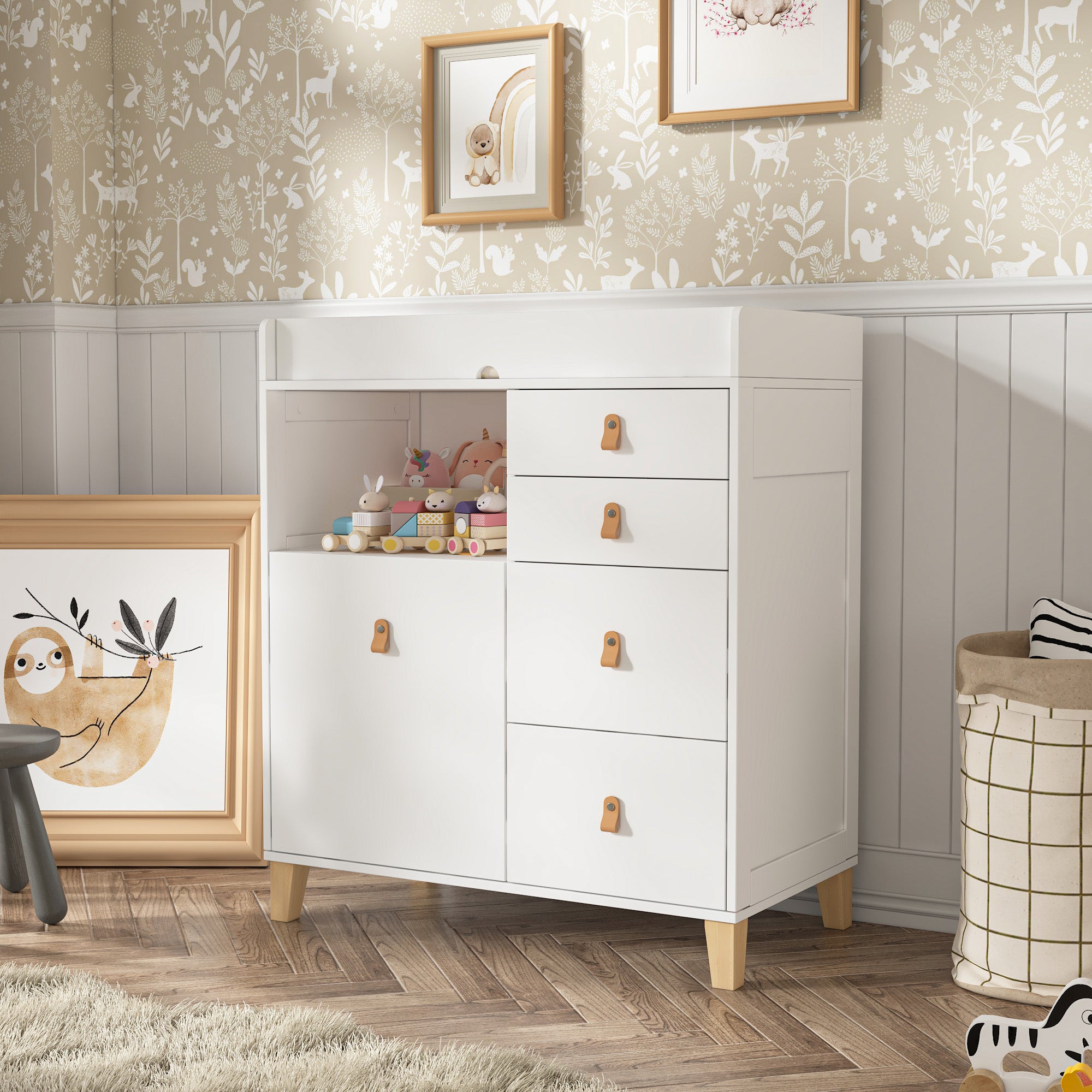 Modern Changing Table Dresser With Strong Storage