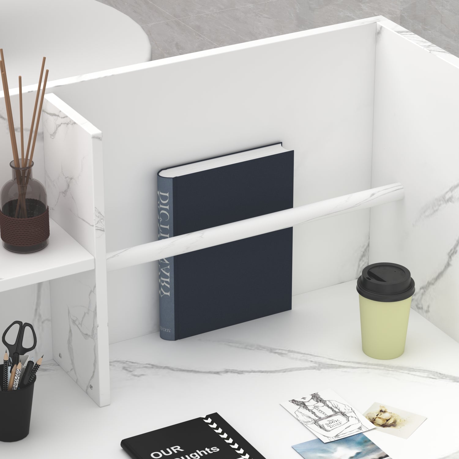 Modern Wooden Reception Desk Computer Table with Filing Cabinet Lockable Storage 47"W