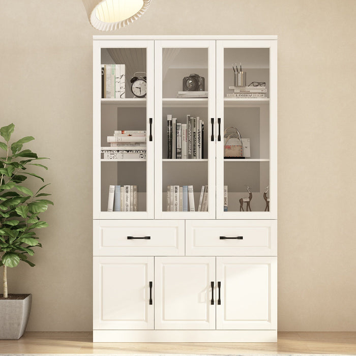 47 inches Classic White Display Cabinet Corner Shelf Storage Organizer Bookshelf in Combination