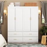 Family Cabinet Wardrobe Bedroom Armoire Home Closet 4 Doors and Drawers