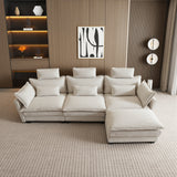 112 inch L-Shaped Modular Sectional Sofa with Ottoman and Pillows