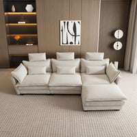 112" L-Shaped Modular Sectional Sofa with Ottoman and Pillows