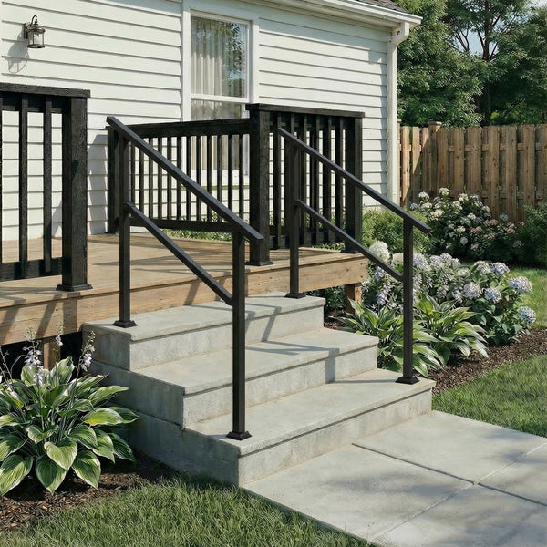 68.5" Modern Matte Black Stair Banister (Set of 3)