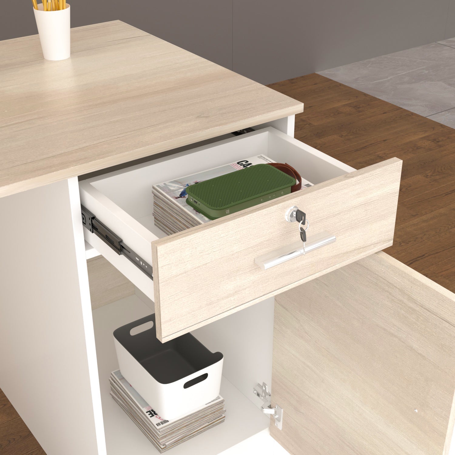 Reception Desk with Counter & Filing Cabinets for Checkout & Retail