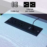 55" Ergonomic Black Gaming Desk with LED Lights & Charging Station