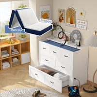 61.8" Modern Minimalist White Fold Out Bed with Power Outlets