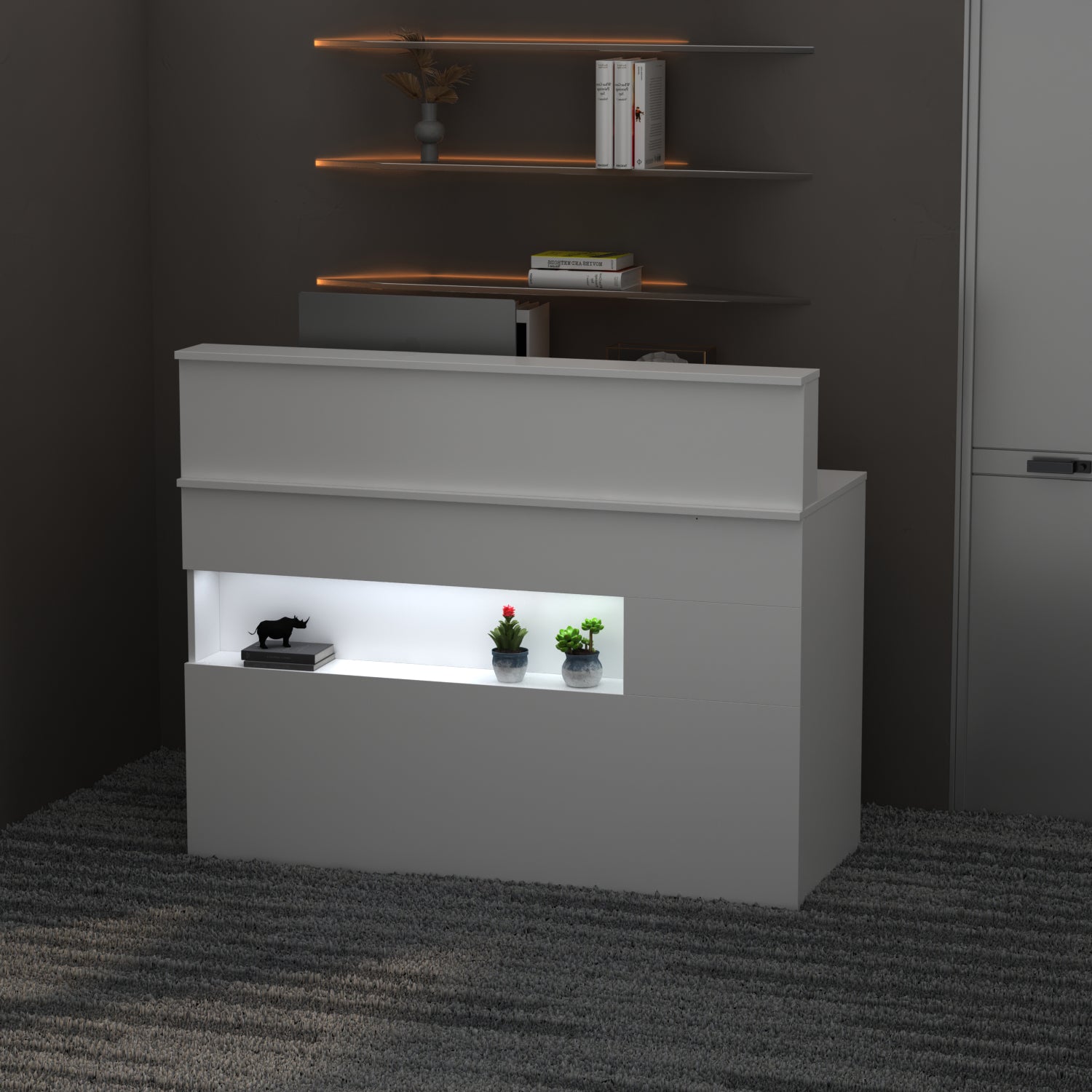 Modern Reception Desk Counter Desk with LED Lighting for Hall Entrance