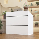 47.2 inches Modern White Rectangular Reception Desk With Open Shelves