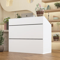 47.2" Modern White Rectangular Reception Desk With Open Shelves
