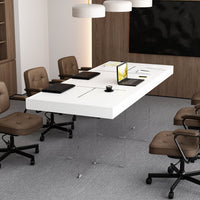 78.7" Modern Minimalist White Writing Desk With Glass Base