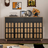59" Mid-century Black Sideboard with 2 Drawers and 4 Doors